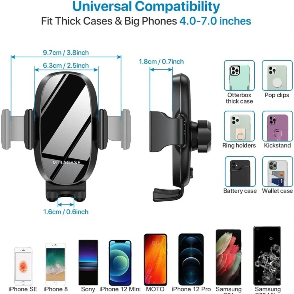 Miracase Black Adjustable Car Phone Mount